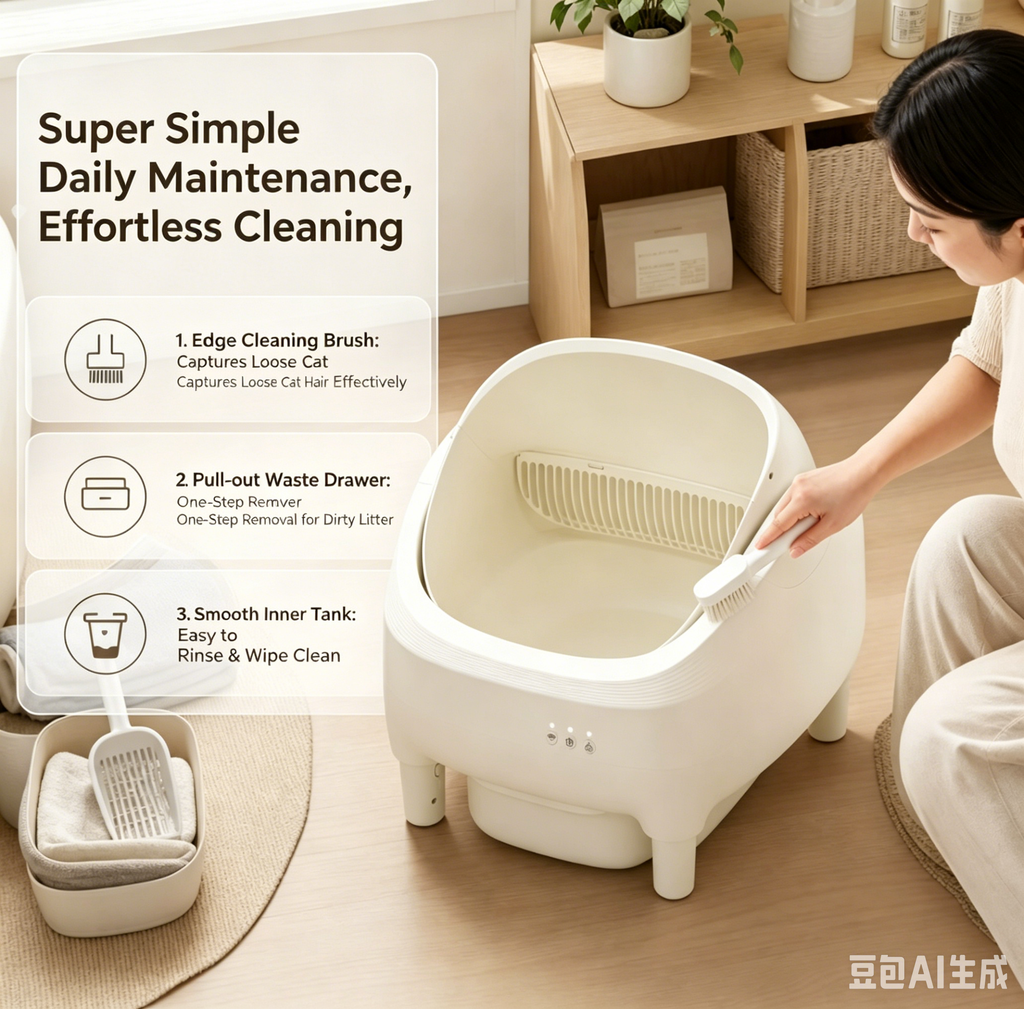 76L Open Top Automatic Cat Litter Box, Large Smart Self-Cleaning Cat Toilet, Odor Control & Splash Proof Cat Supplies with Auto Poop Scoop