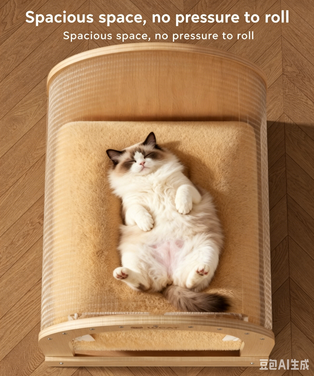 2-in-1 Solid Wood Cat House & Sisal Scratcher, Large Wear Resistant All-Season Cat Bed Toy