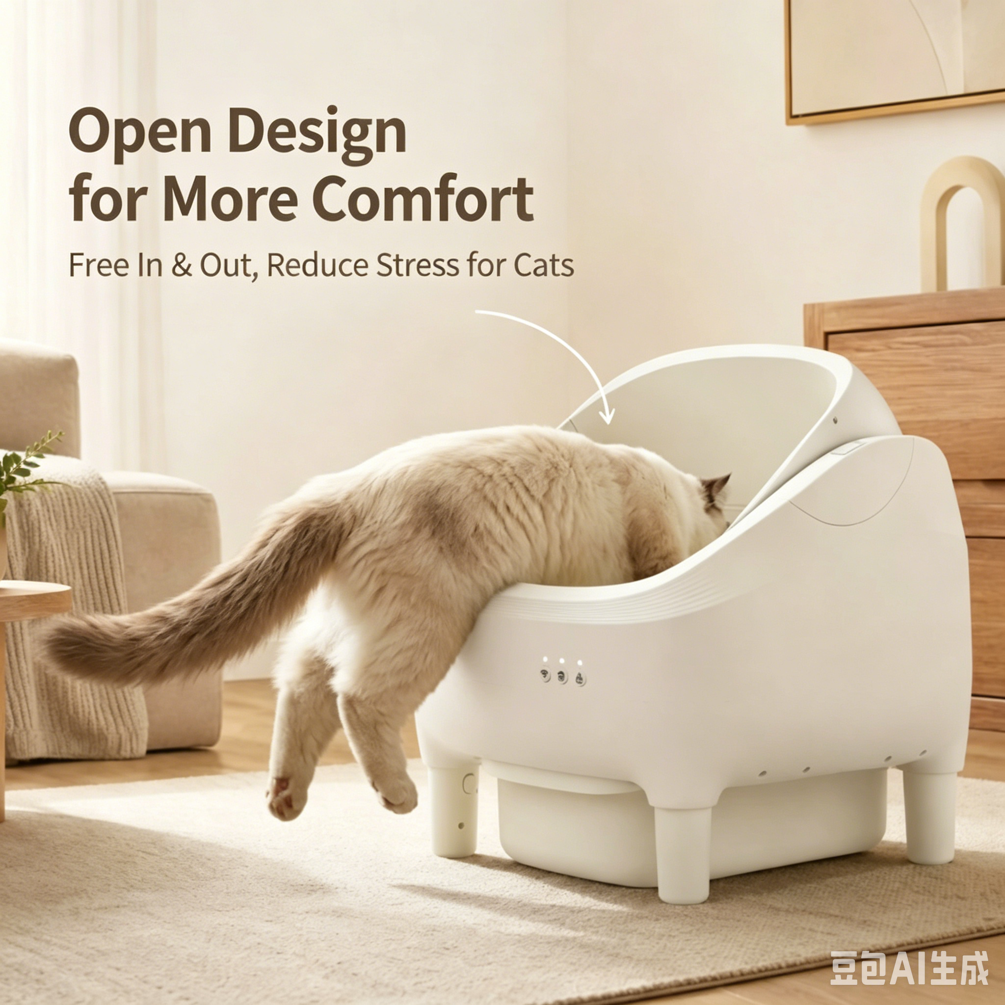 76L Open Top Automatic Cat Litter Box, Large Smart Self-Cleaning Cat Toilet, Odor Control & Splash Proof Cat Supplies with Auto Poop Scoop