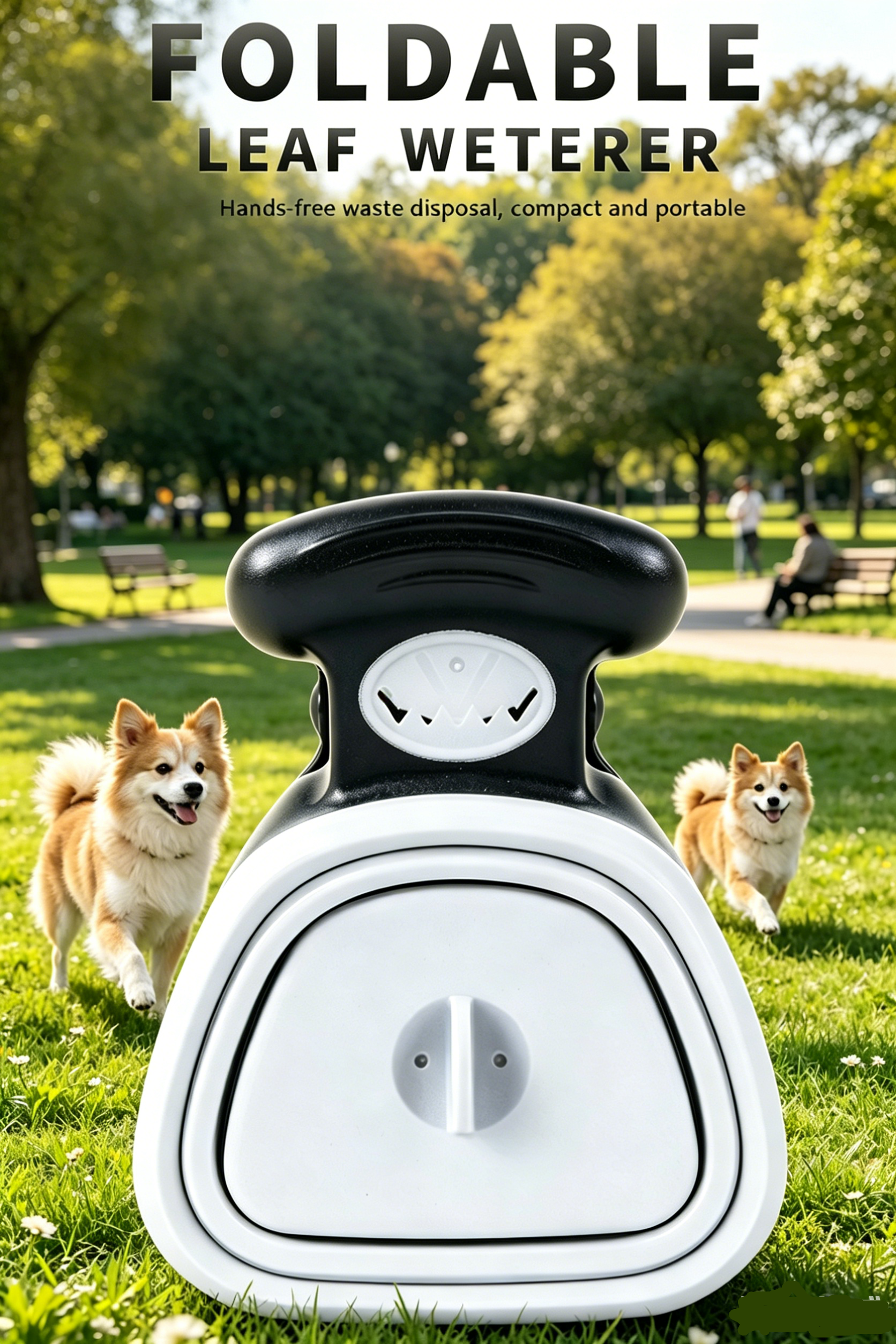 Portable Foldable Dog Pooper Scooper with Built-in Waste Bag Dispenser & Carabiner Clip, Hands-Free Pet Waste Pick Up Tool for Outdoor Walking Travel