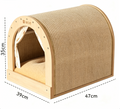 2-in-1 Solid Wood Cat House & Sisal Scratcher, Large Wear Resistant All-Season Cat Bed Toy