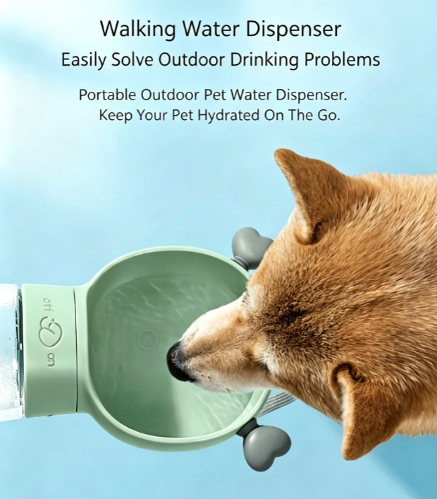 Leak Proof Portable Dog Water Bottle for Walking, Pet Travel Water Dispenser with Wide Mouth Bowl, Reusable Outdoor Drinking Cup for Small Medium Large Dogs Cats, Easy to Carry