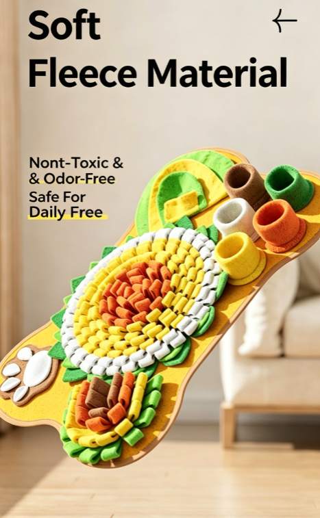 Bone Shape Dog Snuffle Mat, Interactive Foraging Feeding Toy with Squeaky Design, Enrichment Slow Feeder Sniffing Pad for Stress Relief, Boredom Relief, Burn Energy, Suitable for Small Medium Dogs