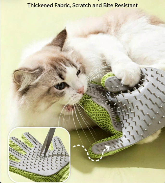 Pet Grooming Glove, Silicone Hair Remover Brush for Cats & Dogs, Gentle Massage Deshedding Mitt for Bathing, Effective Capture Loose Fur Cleaning Tool
