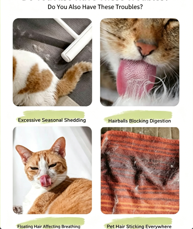 Pet Grooming Glove, Silicone Hair Remover Brush for Cats & Dogs, Gentle Massage Deshedding Mitt for Bathing, Effective Capture Loose Fur Cleaning Tool