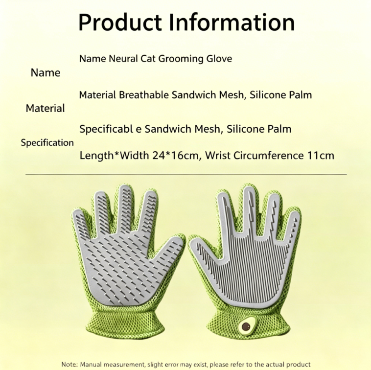Pet Grooming Glove, Silicone Hair Remover Brush for Cats & Dogs, Gentle Massage Deshedding Mitt for Bathing, Effective Capture Loose Fur Cleaning Tool