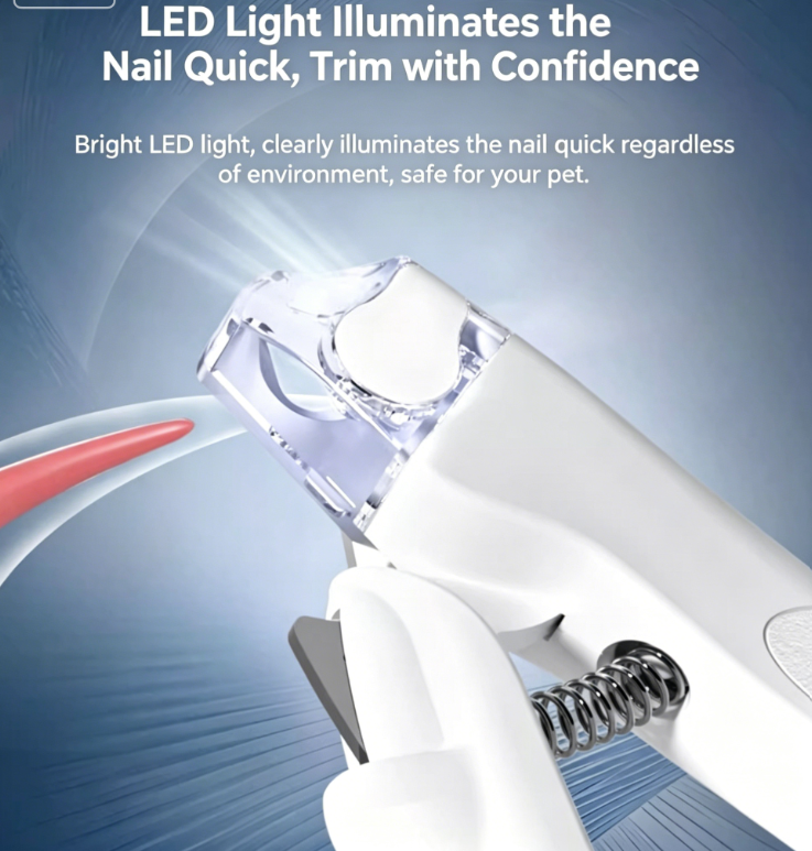 Pet Nail Clippers with LED Light, Stainless Steel Safe Nail Trimmer for Cats & Dogs, Pet Grooming Cleaning