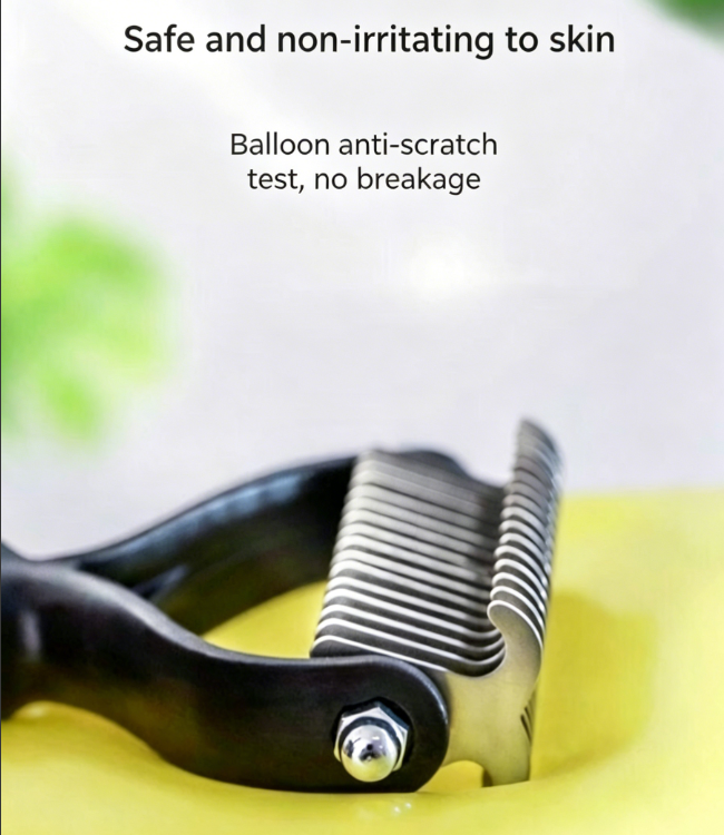 Double-Sided Pet Dematting Comb for Dogs Cats, Professional Undercoat Rake Deshedding Brush, Mat Remover Grooming Tool for Medium Long Thick Curly Hair, Safe & Gentle No Skin Hurt, Non-Slip Grip
