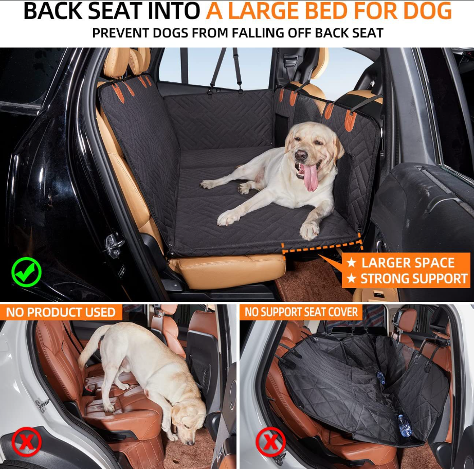 Waterproof Dog Car Back Seat Extender Bed, Breathable Non-Slip Pet Car Seat Cover Hammock, Foldable Travel Car Mattress for Rear Seat, Universal Auto Dog Cushion for Road Trip