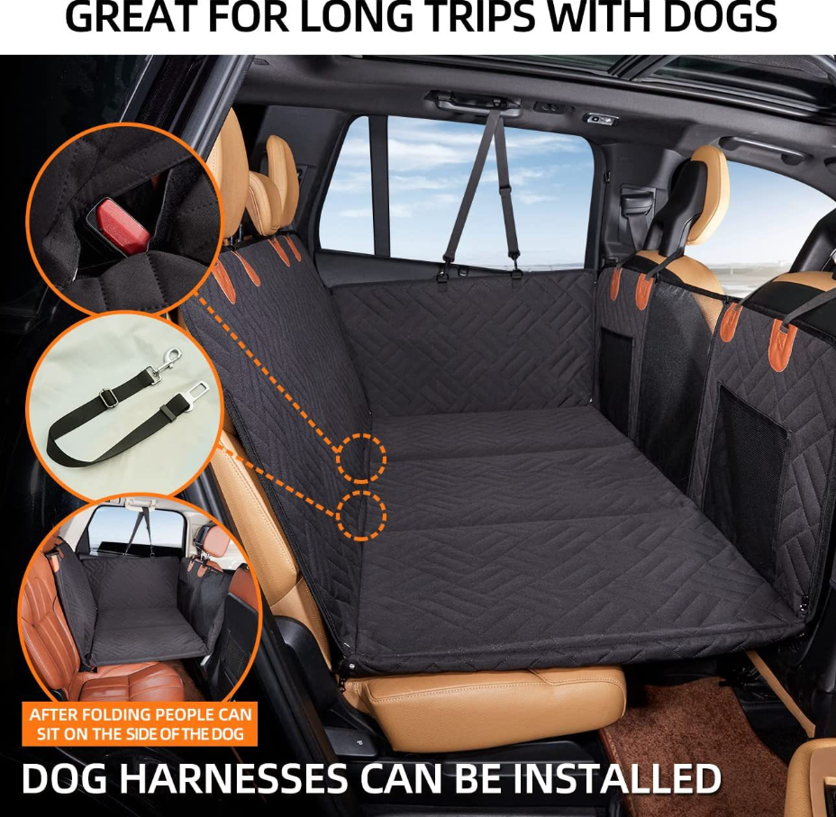 Waterproof Dog Car Back Seat Extender Bed, Breathable Non-Slip Pet Car Seat Cover Hammock, Foldable Travel Car Mattress for Rear Seat, Universal Auto Dog Cushion for Road Trip