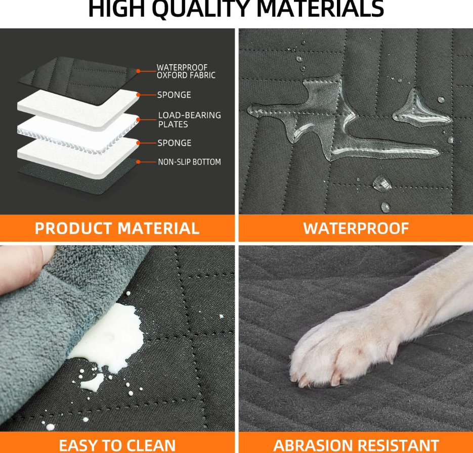 Waterproof Dog Car Back Seat Extender Bed, Breathable Non-Slip Pet Car Seat Cover Hammock, Foldable Travel Car Mattress for Rear Seat, Universal Auto Dog Cushion for Road Trip