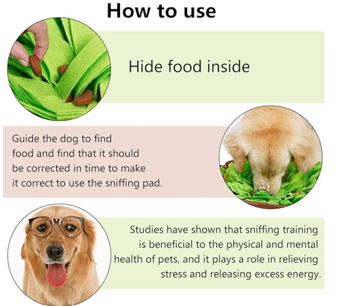 Felt Snuffle Mat for Dogs, Interactive Feeding Bowl Design, Durable Bite Resistant Pet Foraging Training Toy for Slow Feeding Stress Relief