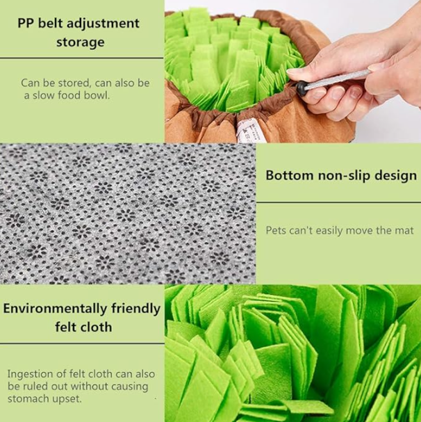 Felt Snuffle Mat for Dogs, Interactive Feeding Bowl Design, Durable Bite Resistant Pet Foraging Training Toy for Slow Feeding Stress Relief