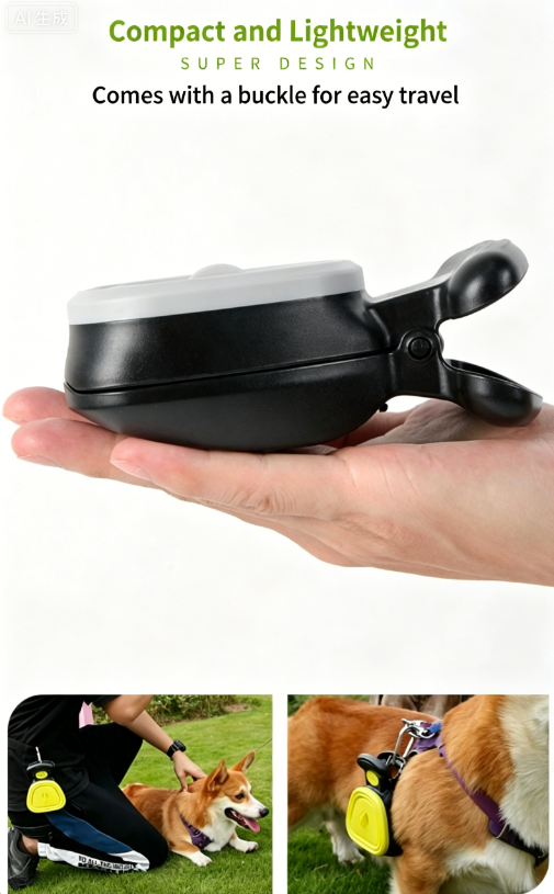 Portable Foldable Dog Pooper Scooper with Built-in Waste Bag Dispenser & Carabiner Clip, Hands-Free Pet Waste Pick Up Tool for Outdoor Walking Travel