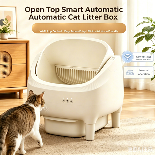 76L Open Top Automatic Cat Litter Box, Large Smart Self-Cleaning Cat Toilet, Odor Control & Splash Proof Cat Supplies with Auto Poop Scoop
